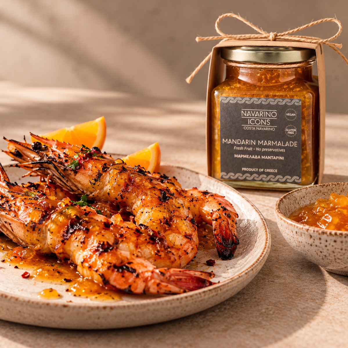Mandarin & Smoked Chili Griddled Prawns